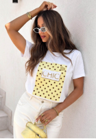 Tričko z nadrukiem Dotty Chic biało-ružový