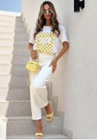 Tričko z nadrukiem Dotty Chic biało-ružový