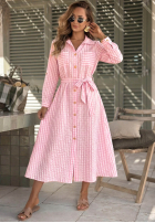 Koszulowa Šaty midi w kratę Spring Velvet Air blankytná