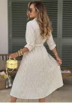 Koszulowa Šaty midi w kratę Spring Velvet Air blankytná