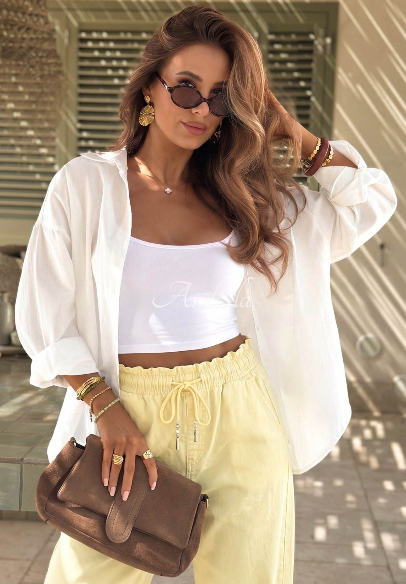 Džínsy balloon s gumou v páse Meet Me Again žlté