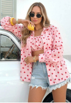 Košeľa w róże Velvet Rose púdrovo ružová