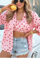 Košeľa w róże Velvet Rose púdrovo ružová