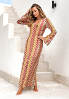 Priliehavé maxi šaty so vzormi El Fuerte žlto-oranžové