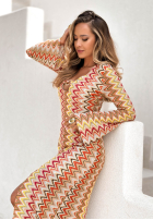 Dopasowana Šaty maxi so vzormi El Fuerte żółto-oranžová