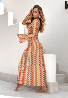 Dopasowana Šaty maxi so vzormi El Fuerte żółto-oranžová