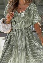 Šaty mini z bufkami w paski Sunny Shore pistaciová