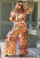 Košeľa so vzormi Riviera Sunset béžovo-oranžová