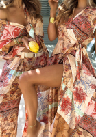 Košeľa so vzormi Riviera Sunset béžovo-oranžová