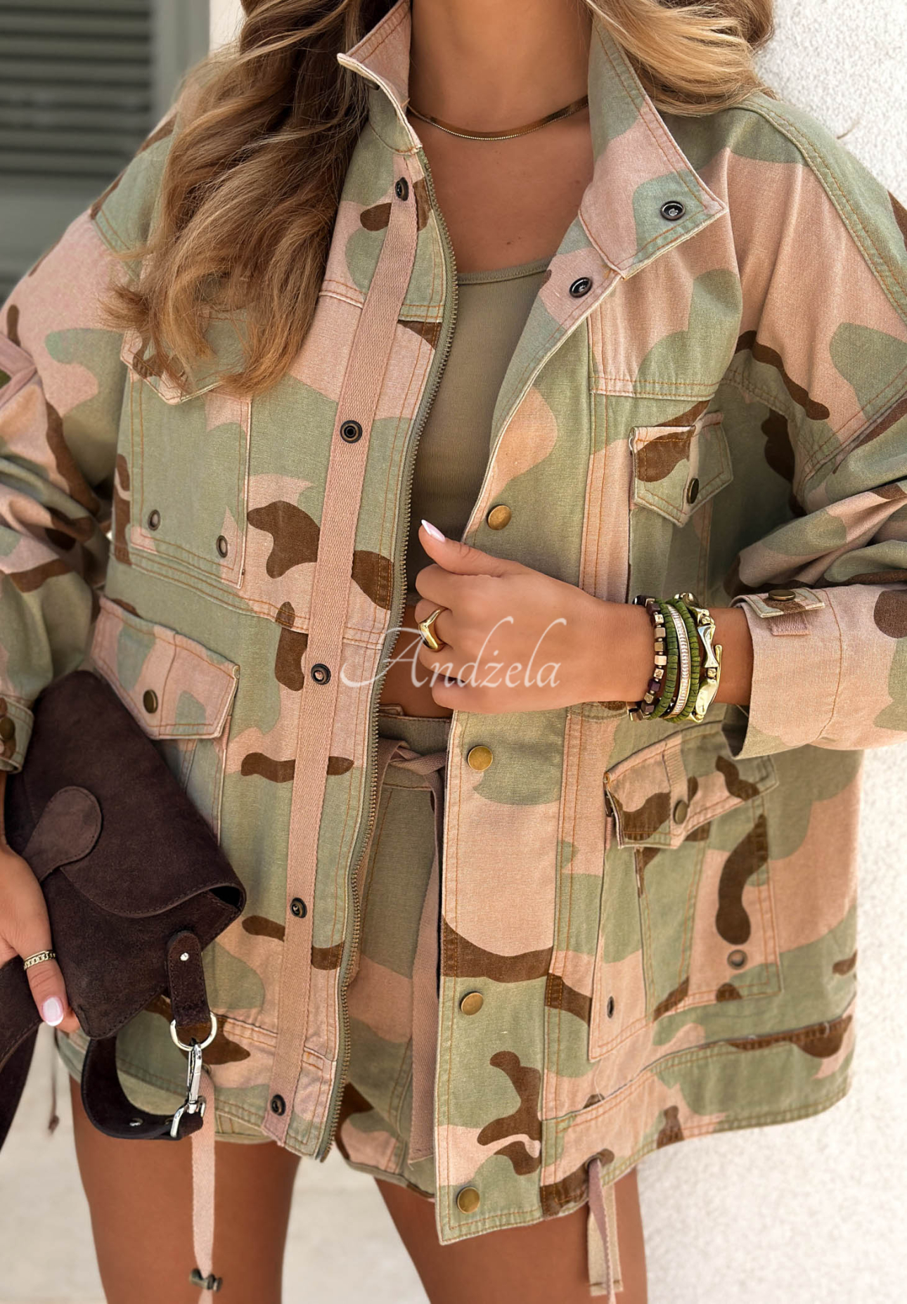 Bavlnená maskáčová bunda s vreckami City Alley khaki