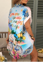 Košeľa z krótkimi rękawami so vzormi Ciao Ciao niebiesko-ružová