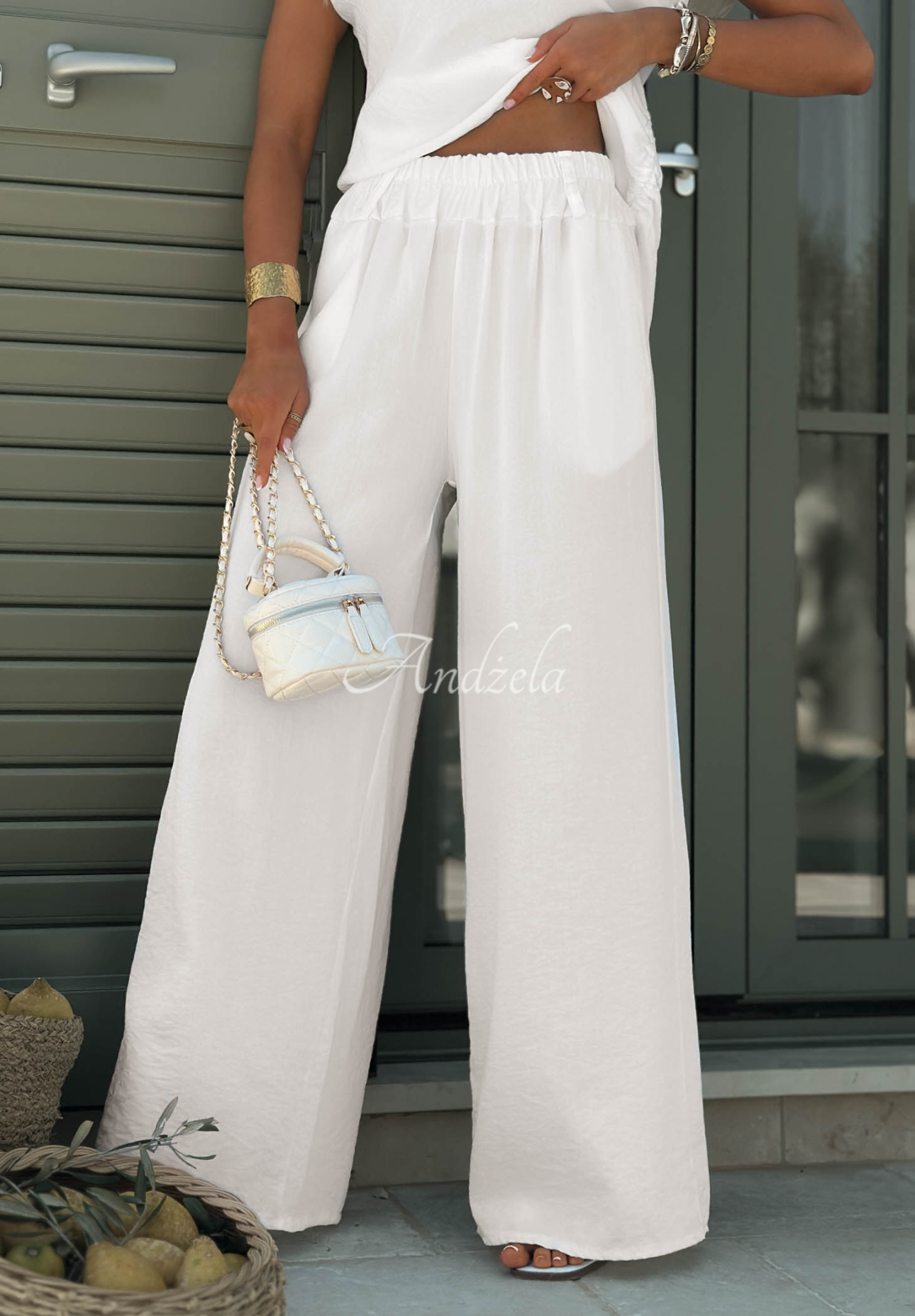 Súprava blúzka a nohavice s bavlnou a viskózou Glow Mood ecru