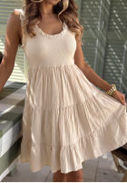 Šaty midi z falbankami Here I Am béžová