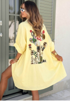 Długa Košeľa z haftami Serengeti žltá