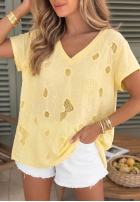 Ażurowy Tričko z dekoltem Sol Riviera Mokka