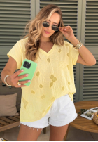 Ażurowy Tričko z dekoltem Sol Riviera Mokka