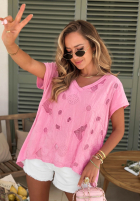 Ażurowy Tričko z dekoltem Sol Riviera Mokka