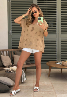 Ażurowy Tričko z dekoltem Sol Riviera Mokka