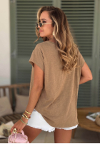 Ażurowy Tričko z dekoltem Sol Riviera Mokka