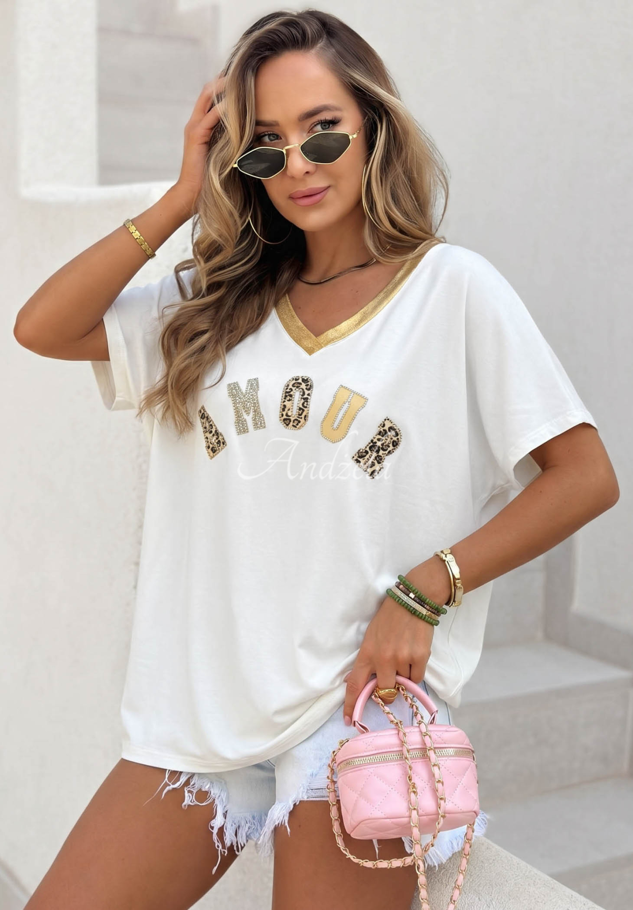 Bavlnené tričko s leopardím vzorom Amour Biela