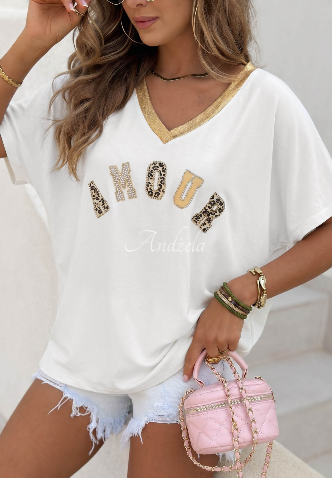 Bavlnené tričko s leopardím vzorom Amour Biela