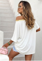 Tričko z panterkowym nadrukiem Amour Biela