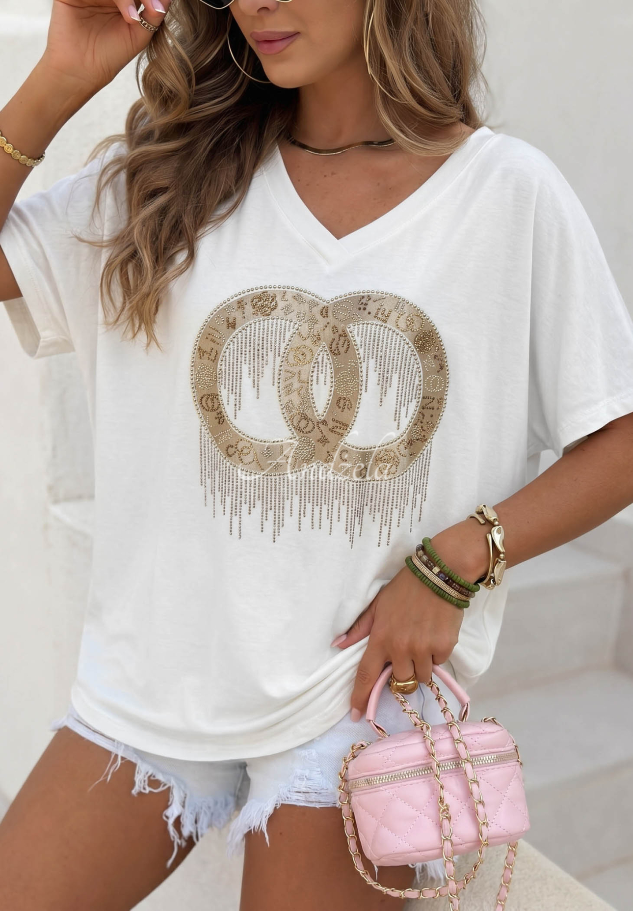 Oversize tričko s ozdobnou aplikáciou Love This Day ecru