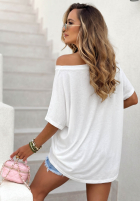 Tričko oversize z ozdobną aplikacją Love This Day Biela