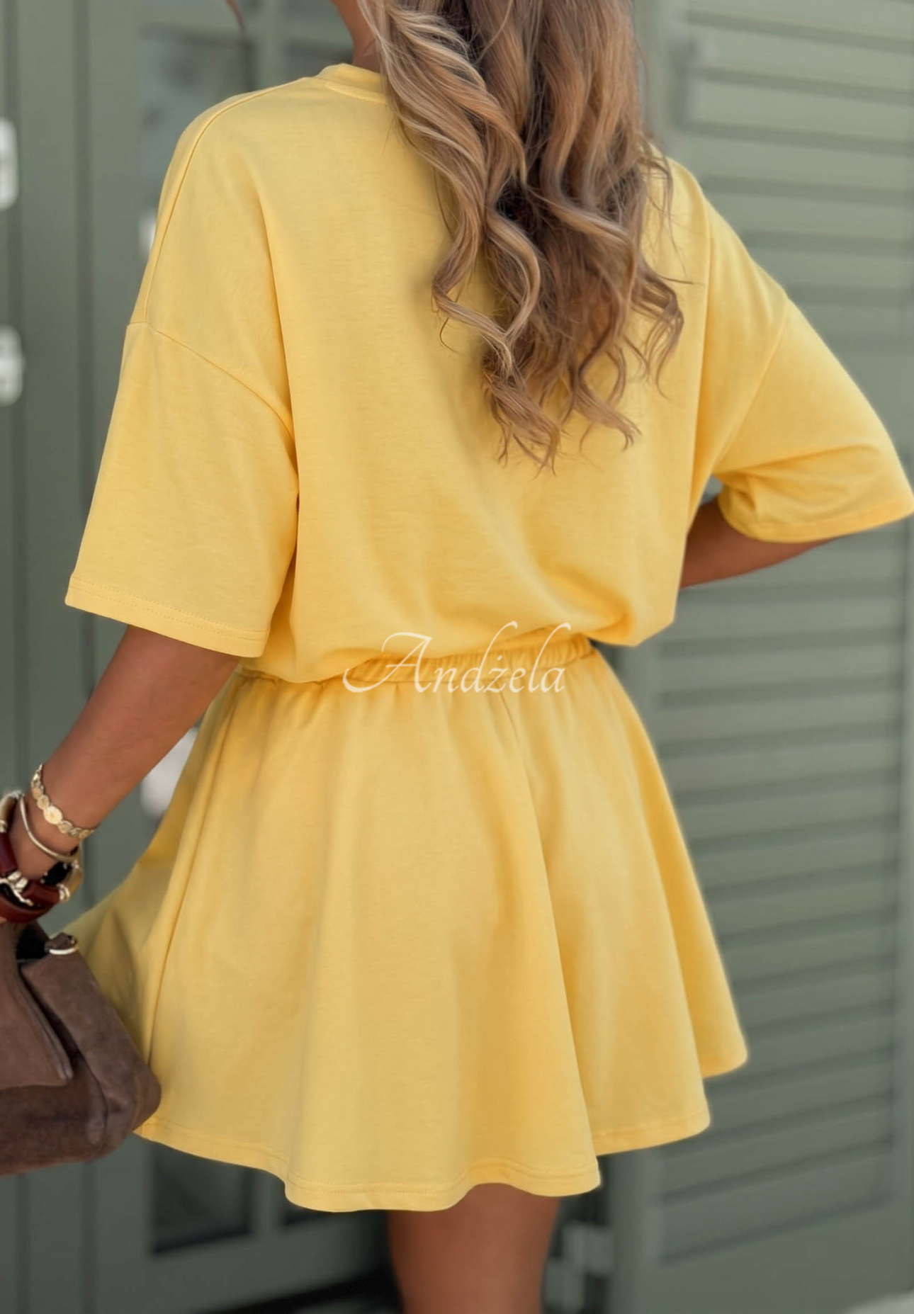 Viskźová tepláková súprava tričko a krátke šortky Willy žltá