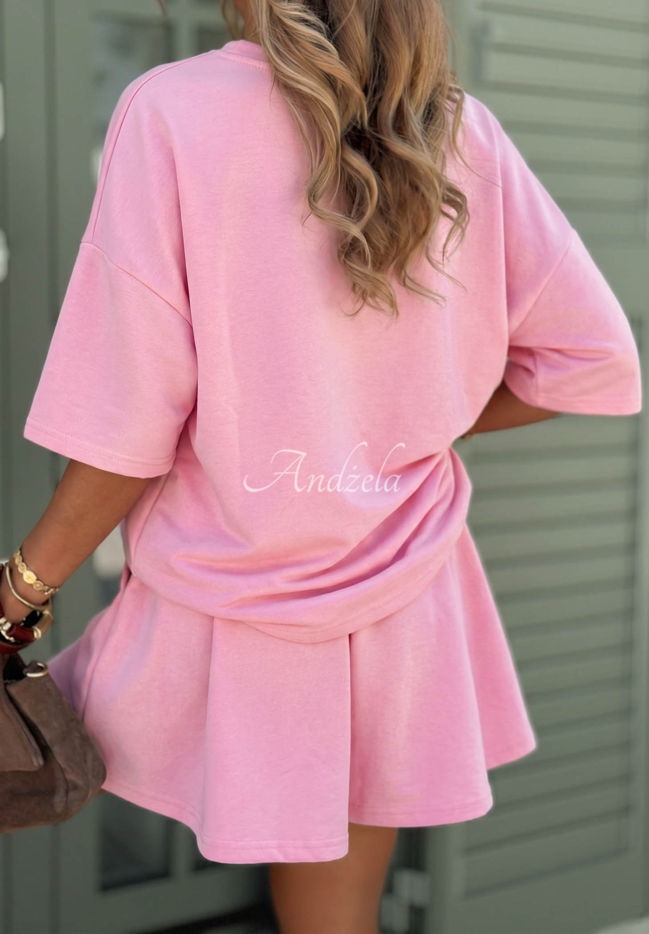 Viskźová tepláková súprava tričko a krátke šortky Willy púdrovo ružová