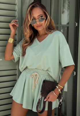 Viskźov&aacute; tepl&aacute;kov&aacute; s&uacute;prava tričko a kr&aacute;tke &scaron;ortky Willy pistaciov&yacute;