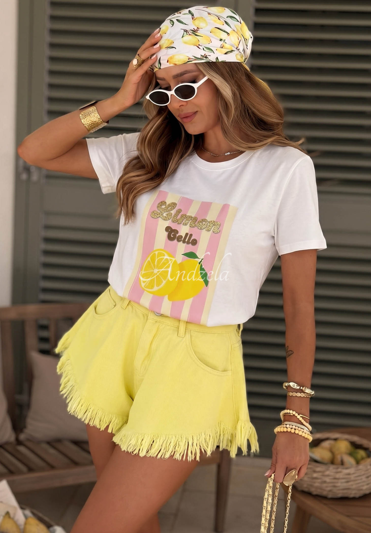 Bavlnené pásikavé tričko s potlačou Limon Gelato bielo-ružový