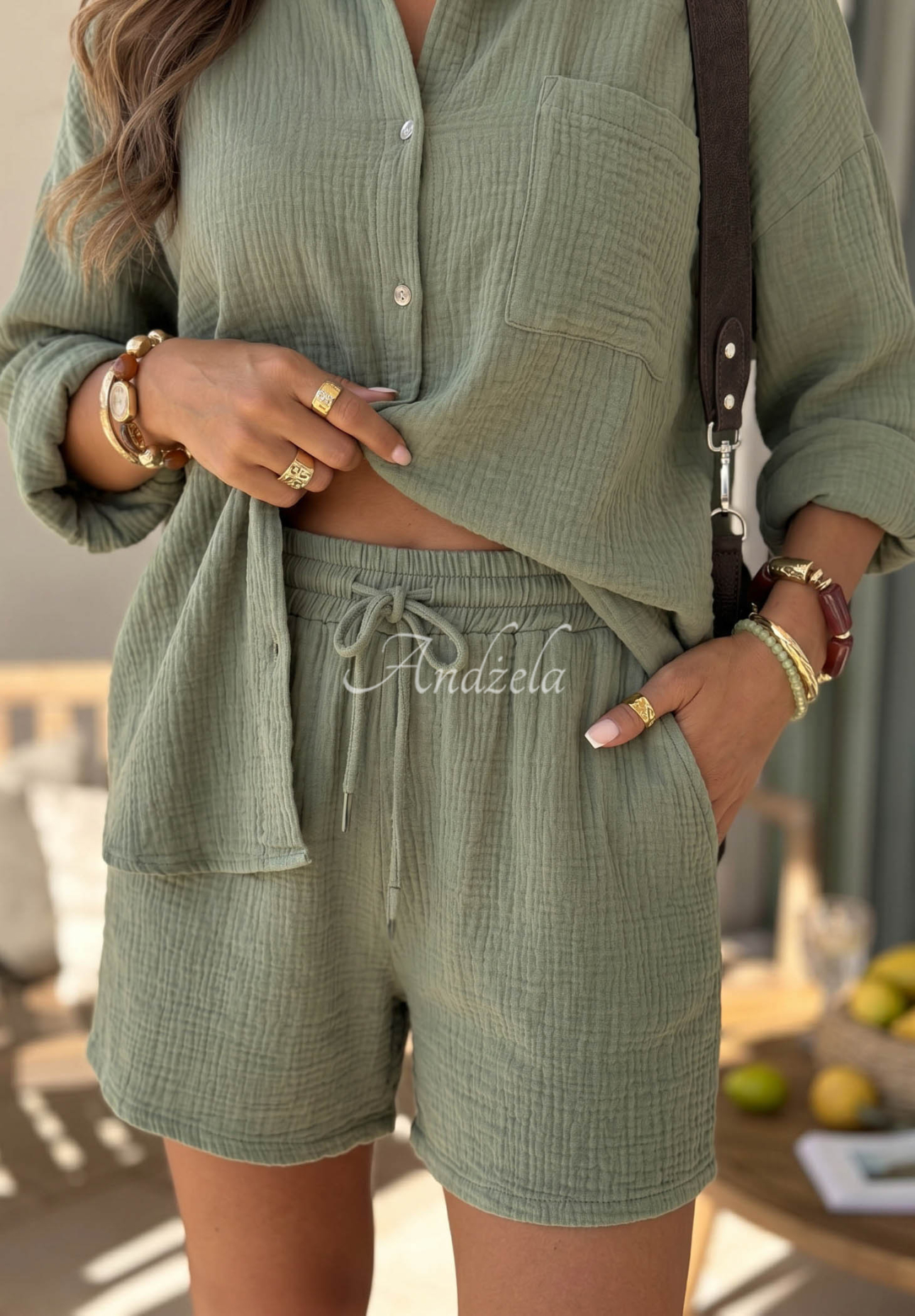 Mušelínové šortky Campfire Oasis pistáciové