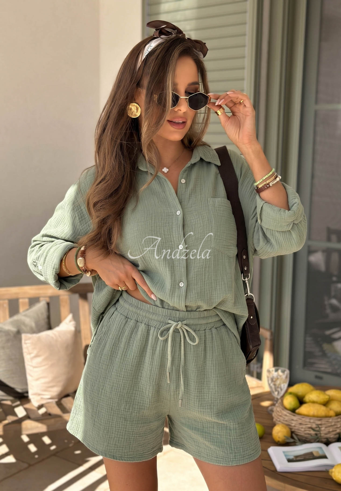 Mušelínové šortky Campfire Oasis khaki
