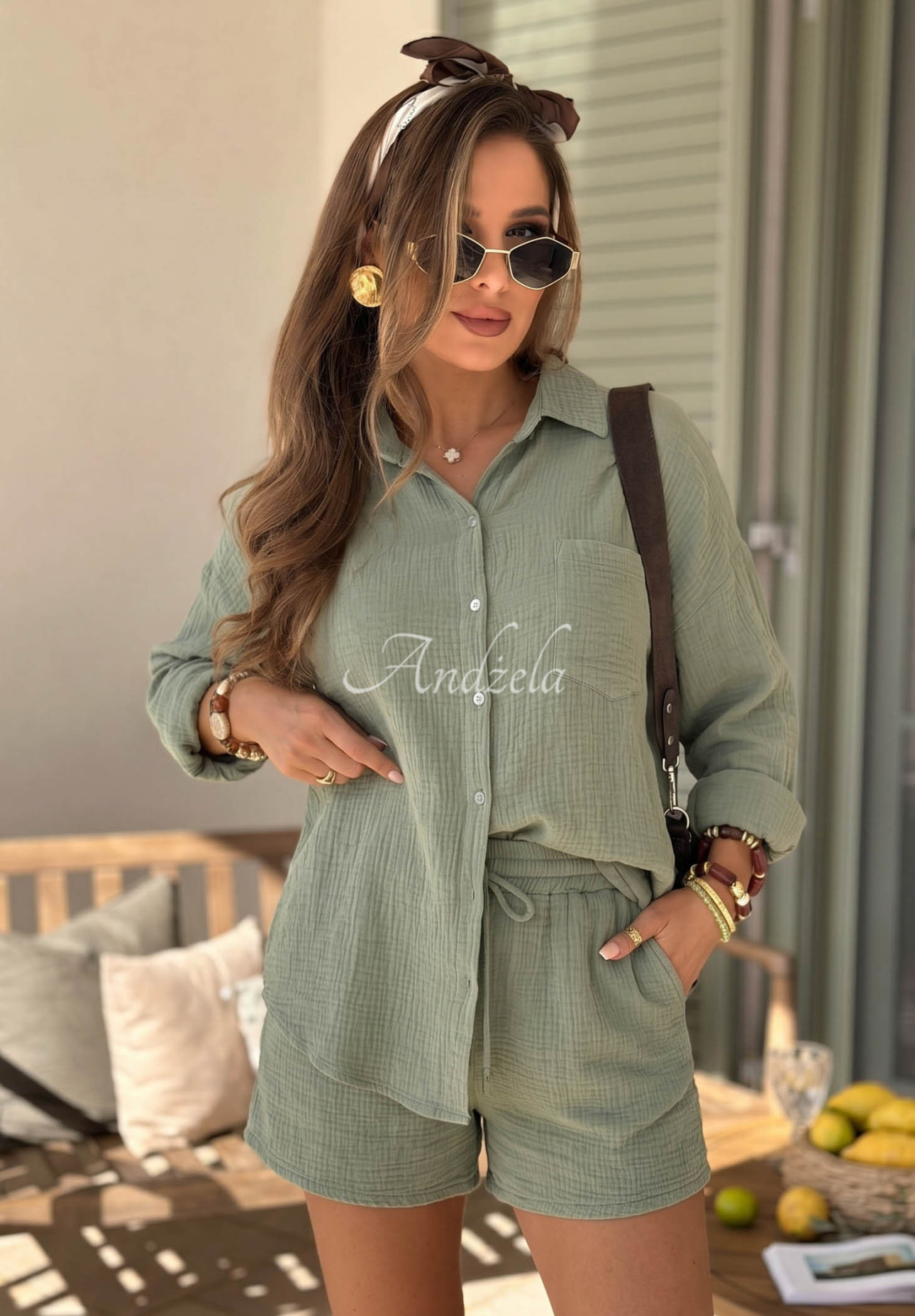 Mušelínové šortky Campfire Oasis pistáciové