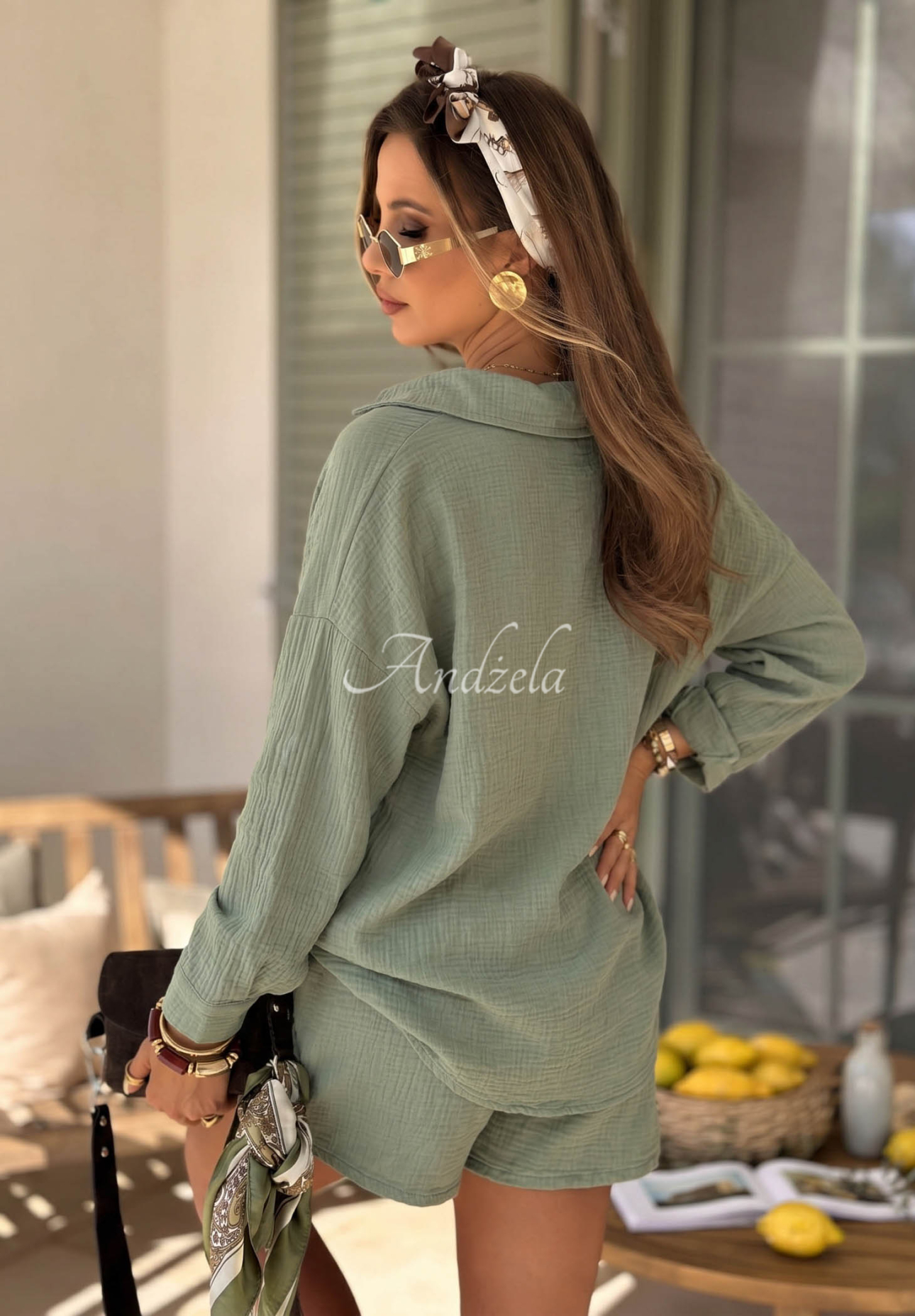 Mušelínová košeľa Elisabetta khaki
