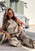 Vzorovaný top w Bodky  Coffee Break biało-čokoládový