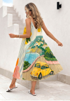 Plisowana Šaty midi so vzormi Italian Coast blankytná