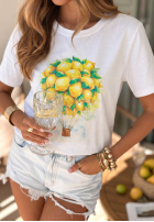 Tričko z nadrukiem Lemonfull biało-žltá