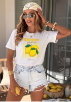 Tričko z nadrukiem Sweet Goodness biało-modrý