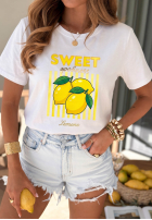 Tričko z nadrukiem Sweet Goodness biało-modrý