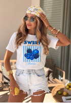 Tričko z nadrukiem Sweet Goodness biało-modrý