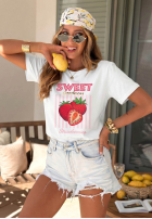 Tričko z nadrukiem Sweet Goodness biało-modrý