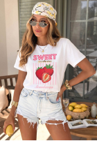 Tričko z nadrukiem Sweet Goodness biało-modrý