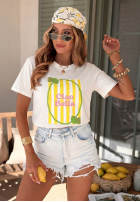 Tričko z nadrukiem Ciao Bella biało-ružový