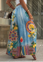 látkové Nohavice wide leg so vzormi You're My Favourite modré