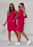 Šaty tunika z kieszeniami Stay Real tmavo ružová