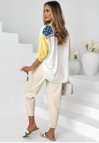 Košeľa oversize z haftami i paskami Salina Biela