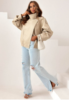 Skórzana  Bunda ze ściągaczem Amber Mood olivová