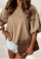 Blúzka z ażurowymi bufkami Positano Holiday Biela